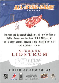 2008-09 Upper Deck - All-Stars #AS14 Nicklas Lidstrom Back