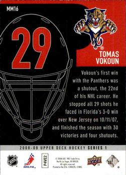 2008-09 Upper Deck - Masked Men #MM16 Tomas Vokoun  Back