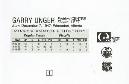1988-89 Edmonton Oilers Action Magazine Tenth Anniversary Commemerative #1 Garry Unger Back