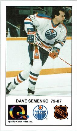 1988-89 Edmonton Oilers Action Magazine Tenth Anniversary Commemerative #6 Dave Semenko Front