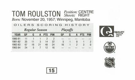 1988-89 Edmonton Oilers Action Magazine Tenth Anniversary Commemerative #15 Tom Roulston Back