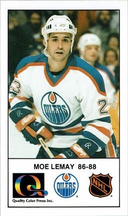 1988-89 Edmonton Oilers Action Magazine Tenth Anniversary Commemerative #43 Moe Lemay Front