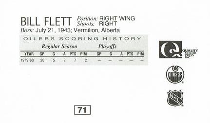 1988-89 Edmonton Oilers Action Magazine Tenth Anniversary Commemerative #71 Bill Flett Back