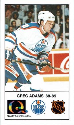 1988-89 Edmonton Oilers Action Magazine Tenth Anniversary Commemerative #85 Greg C. Adams Front