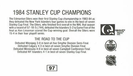 1988-89 Edmonton Oilers Action Magazine Tenth Anniversary Commemerative #97 84 Cup Champions Back