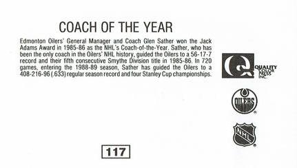 1988-89 Edmonton Oilers Action Magazine Tenth Anniversary Commemerative #117 Glen Sather Back