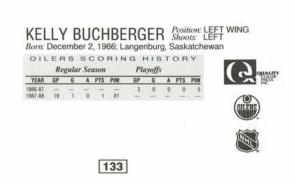 1988-89 Edmonton Oilers Action Magazine Tenth Anniversary Commemerative #133 Kelly Buchberger Back