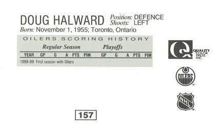 1988-89 Edmonton Oilers Action Magazine Tenth Anniversary Commemerative #157 Doug Halward Back