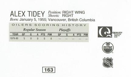 1988-89 Edmonton Oilers Action Magazine Tenth Anniversary Commemerative #163 Alex Tidey Back