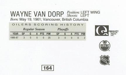1988-89 Edmonton Oilers Action Magazine Tenth Anniversary Commemerative #164 Wayne Van Dorp Back