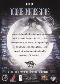 2008-09 Upper Deck - Rookie Impressions #RI8 Patric Hornqvist Back