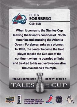 2008-09 Upper Deck - Tales of the Cup #TC1 Peter Forsberg Back