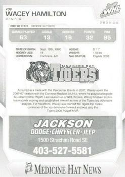 2008-09 Medicine Hat Tigers (WHL) #12 Wacey Hamilton Back