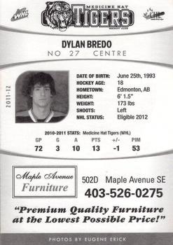 2011-12 Medicine Hat Tigers (WHL) #NNO Dylan Bredo Back