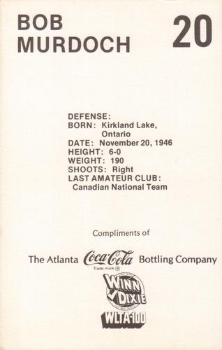 1979-80 Coca-Cola Atlanta Flames #NNO Bob Murdoch Back
