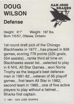 1991-92 Sports Action San Jose Sharks #20 Doug Wilson Back