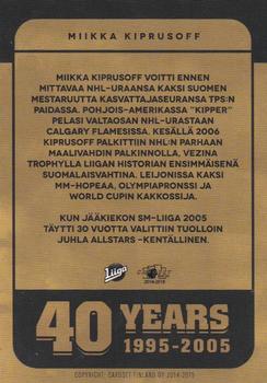 2014-15 Cardset Finland - Liiga 40 #NNO Miikka Kiprusoff Back