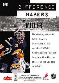 2007-08 Ultra - Difference Makers #DM1 Ryan Miller Back