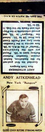 1934-35 Diamond Matchbooks (Tan 1) #NNO Andy Aitkenhead Front