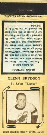 1934-35 Diamond Matchbooks (Tan 1) #NNO Glenn Brydson Front