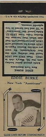 1934-35 Diamond Matchbooks (Tan 1) #NNO Eddie Burke Front