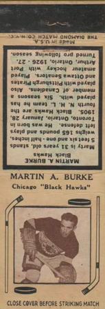 1934-35 Diamond Matchbooks (Tan 1) #NNO Martin A. Burke Front