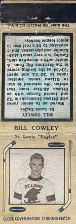 1934-35 Diamond Matchbooks (Tan 1) #NNO Bill Cowley Front