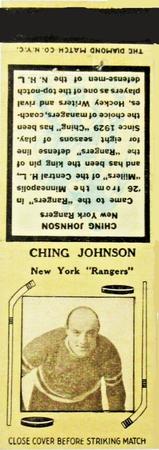 1934-35 Diamond Matchbooks (Tan 1) #NNO Ching Johnson Front