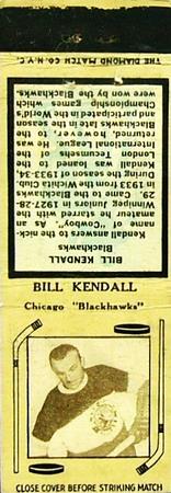 1934-35 Diamond Matchbooks (Tan 1) #NNO Bill Kendall Front