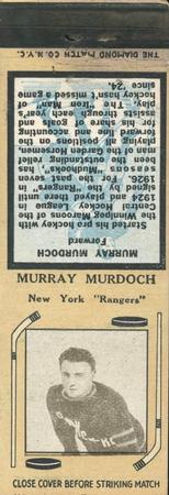 1934-35 Diamond Matchbooks (Tan 1) #NNO Murray Murdoch Front