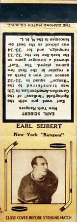 1934-35 Diamond Matchbooks (Tan 1) #NNO Earl Seibert Front