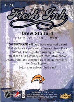2007-08 Ultra - Fresh Ink #FI-DS Drew Stafford  Back