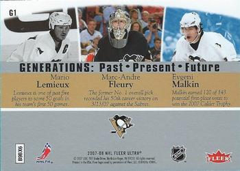 2007-08 Ultra - Generations: Past, Present, Future #G1 Mario Lemieux / Marc-Andre Fleury / Evgeni Malkin Back