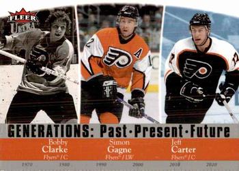 2007-08 Ultra - Generations: Past, Present, Future #G12 Bobby Clarke / Simon Gagne / Jeff Carter Front