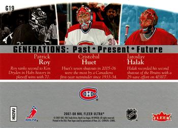 2007-08 Ultra - Generations: Past, Present, Future #G19 Patrick Roy / Cristobal Huet / Jaroslav Halak Back