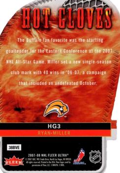 2007-08 Ultra - Hot Gloves #HG3 Ryan Miller Back