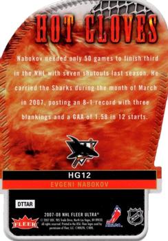 2007-08 Ultra - Hot Gloves #HG12 Evgeni Nabokov Back