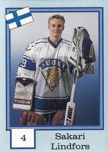 1992 Semic Jaakiekko (Finnish) Stickers #4 Sakari Lindfors Front