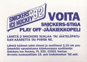 1992 Semic Jaakiekko (Finnish) Stickers #74 Dave King Back
