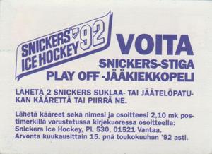 1992 Semic Jaakiekko (Finnish) Stickers #79 Steve Smith Back