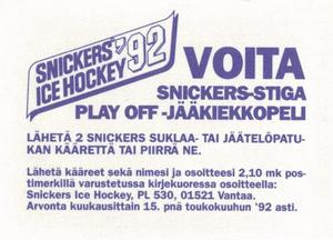 1992 Semic Jaakiekko (Finnish) Stickers #89 Luc Robitaille Back