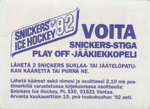 1992 Semic Jaakiekko (Finnish) Stickers #91 Steve Larmer Back