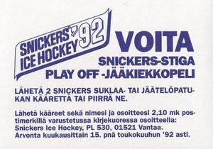 1992 Semic Jaakiekko (Finnish) Stickers #101 Alexei Kasatonov Back