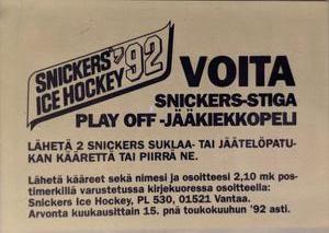 1992 Semic Jaakiekko (Finnish) Stickers #124 Dominik Hasek Back