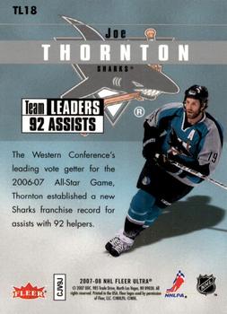 2007-08 Ultra - Team Leaders #TL18 Joe Thornton  Back