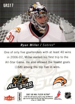 2007-08 Ultra - Ultra All-Stars #UAS17 Ryan Miller  Back