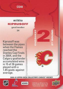 2009-10 Collector's Choice - CupQuest #CQ40 Miikka Kiprusoff Back