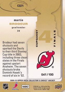 2009-10 Collector's Choice - CupQuest #CQ71 Martin Brodeur Back