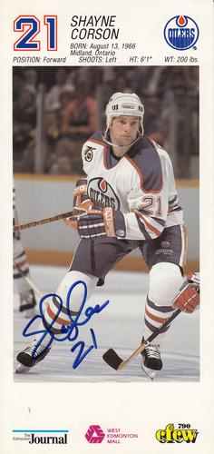 1992-93 West Edmonton Mall Edmonton Oilers #NNO Shayne Corson Front