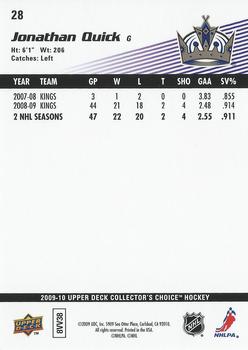 2009-10 Collector's Choice - Reserve #28 Jonathan Quick Back